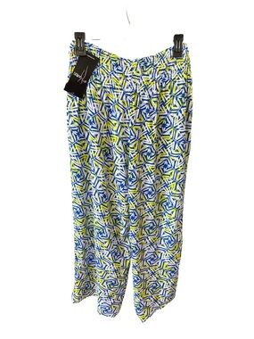 Slim-Sation Women's Wide-Leg Cropped Gaucho Pants in Tropical Palm Print